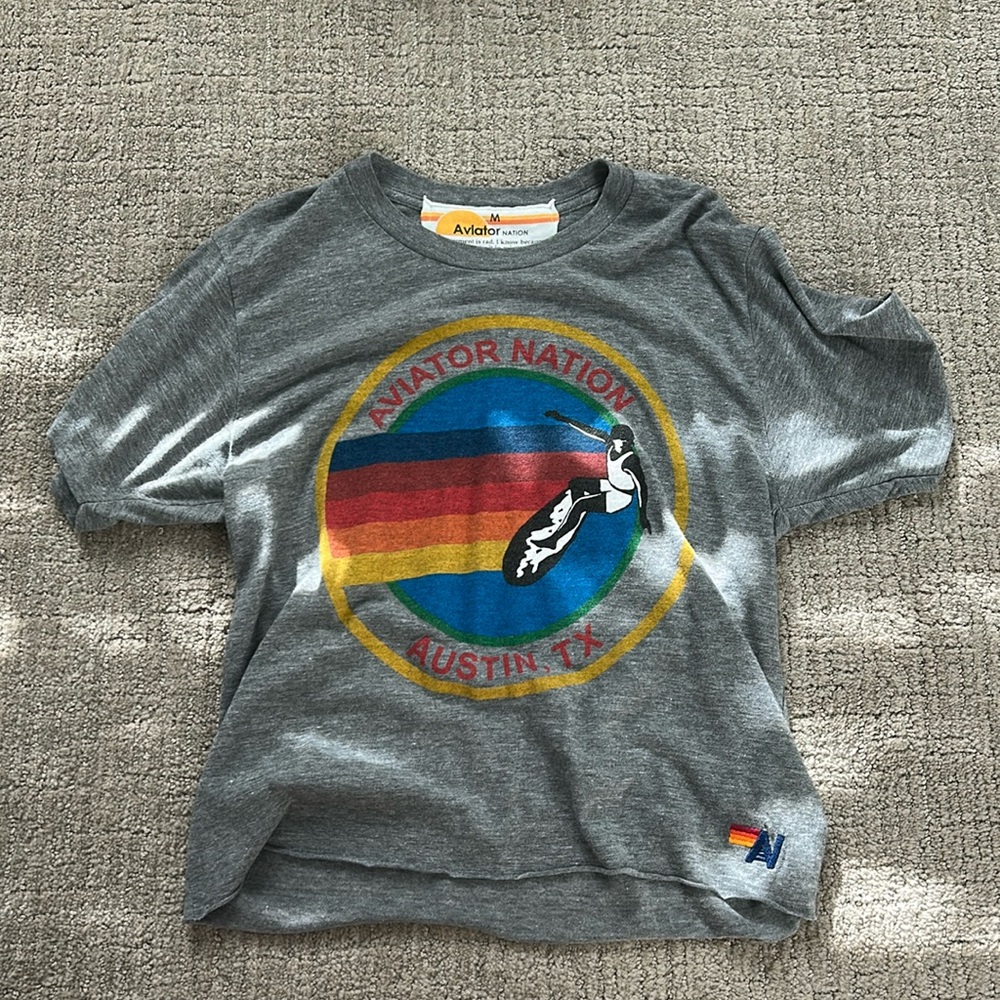 Aviator Nation Gray T-Shirt in Medium